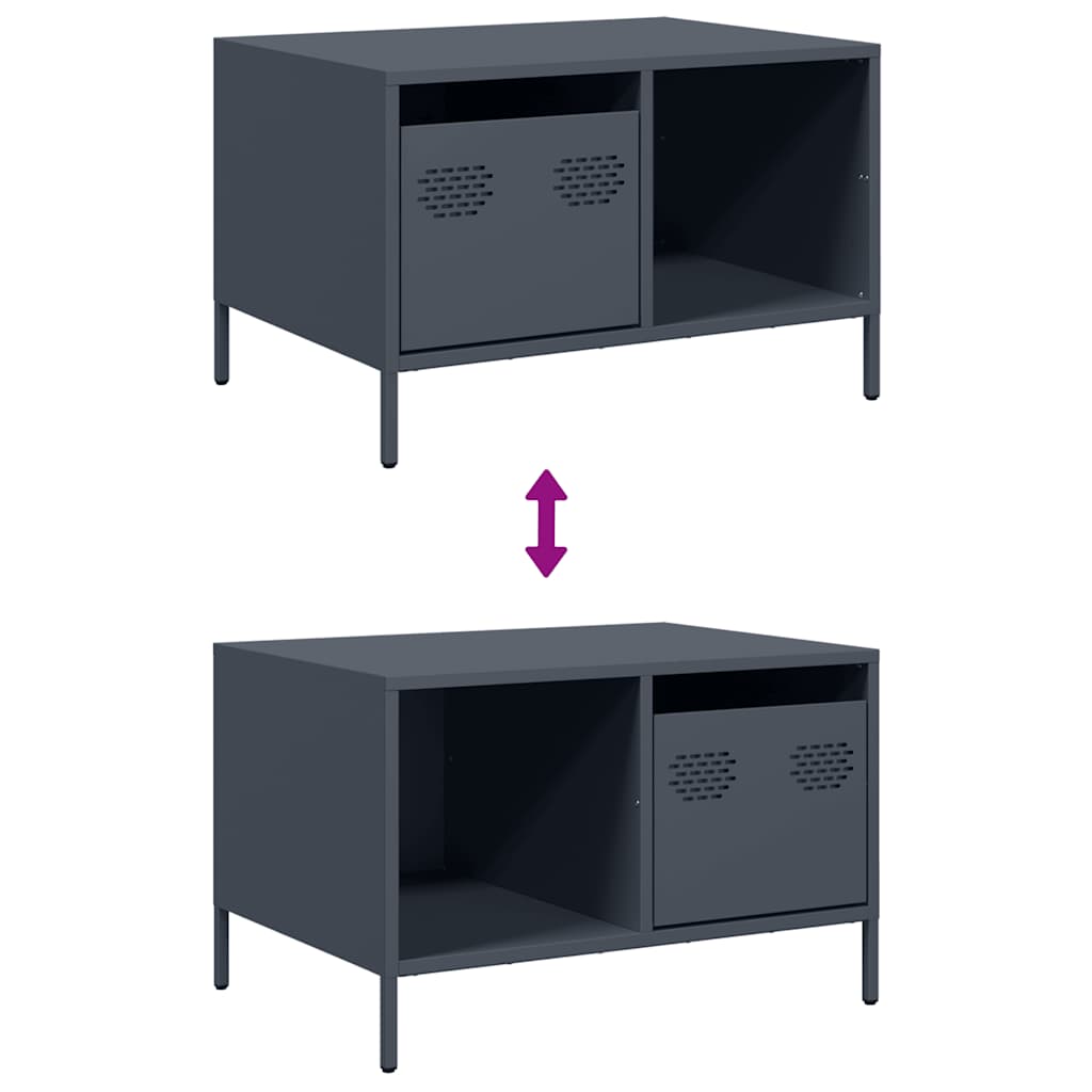 Table basse anthracite 68,5x50x43,5 cm acier laminé à froid - XIOS