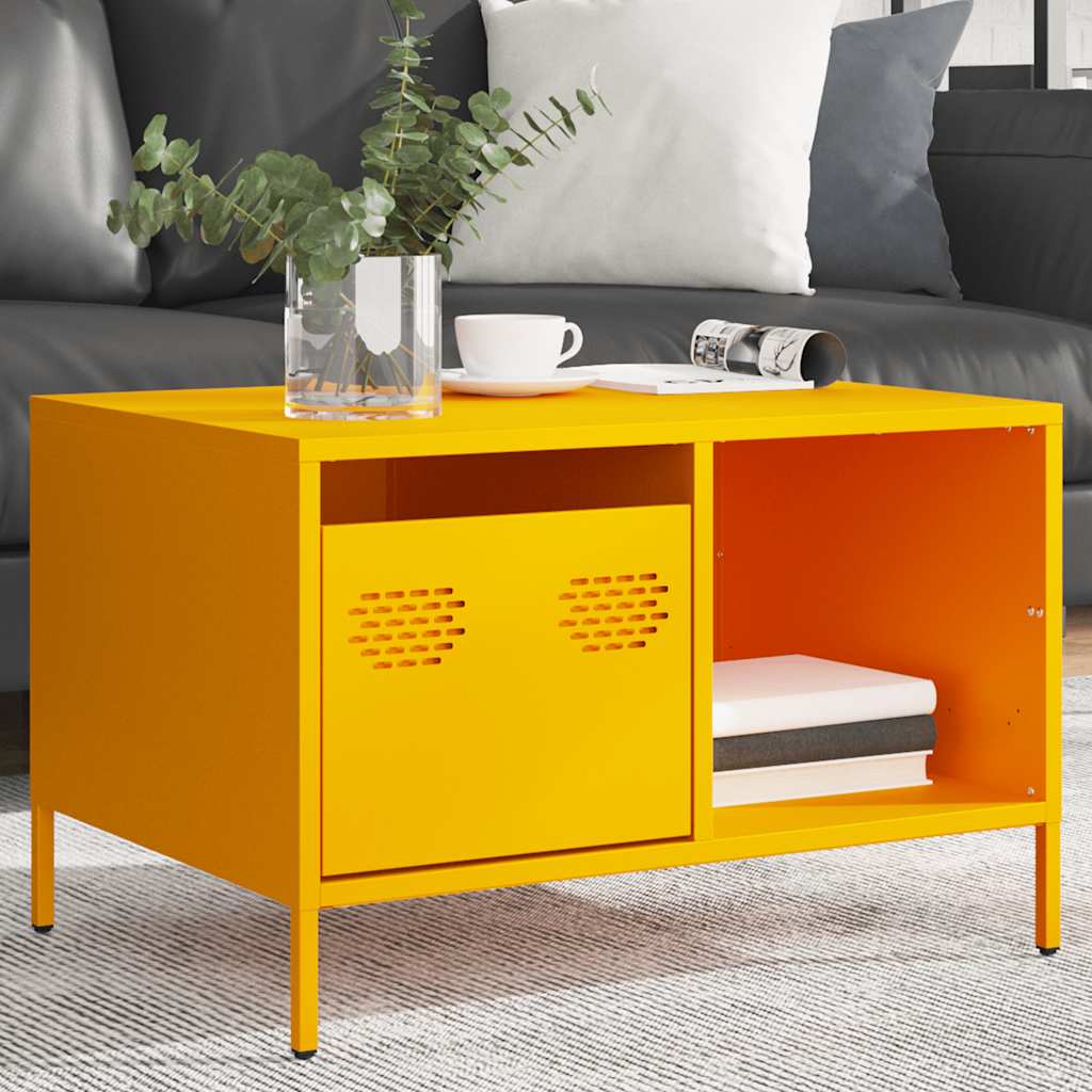 Table basse jaune moutarde 68,5x50x43,5 cm acier laminé à froid - XIOS