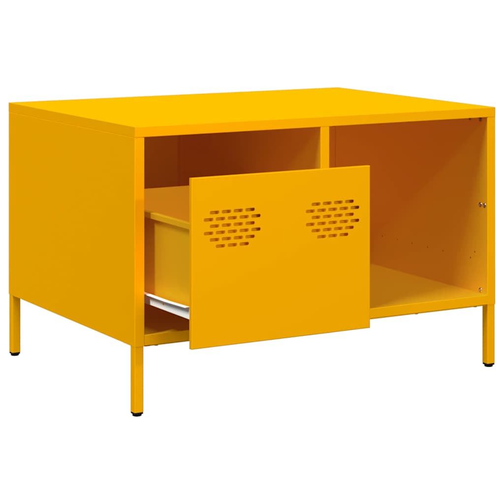Table basse jaune moutarde 68,5x50x43,5 cm acier laminé à froid - XIOS
