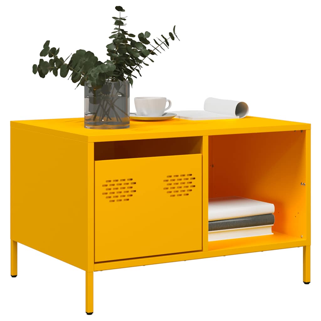 Table basse jaune moutarde 68,5x50x43,5 cm acier laminé à froid - XIOS