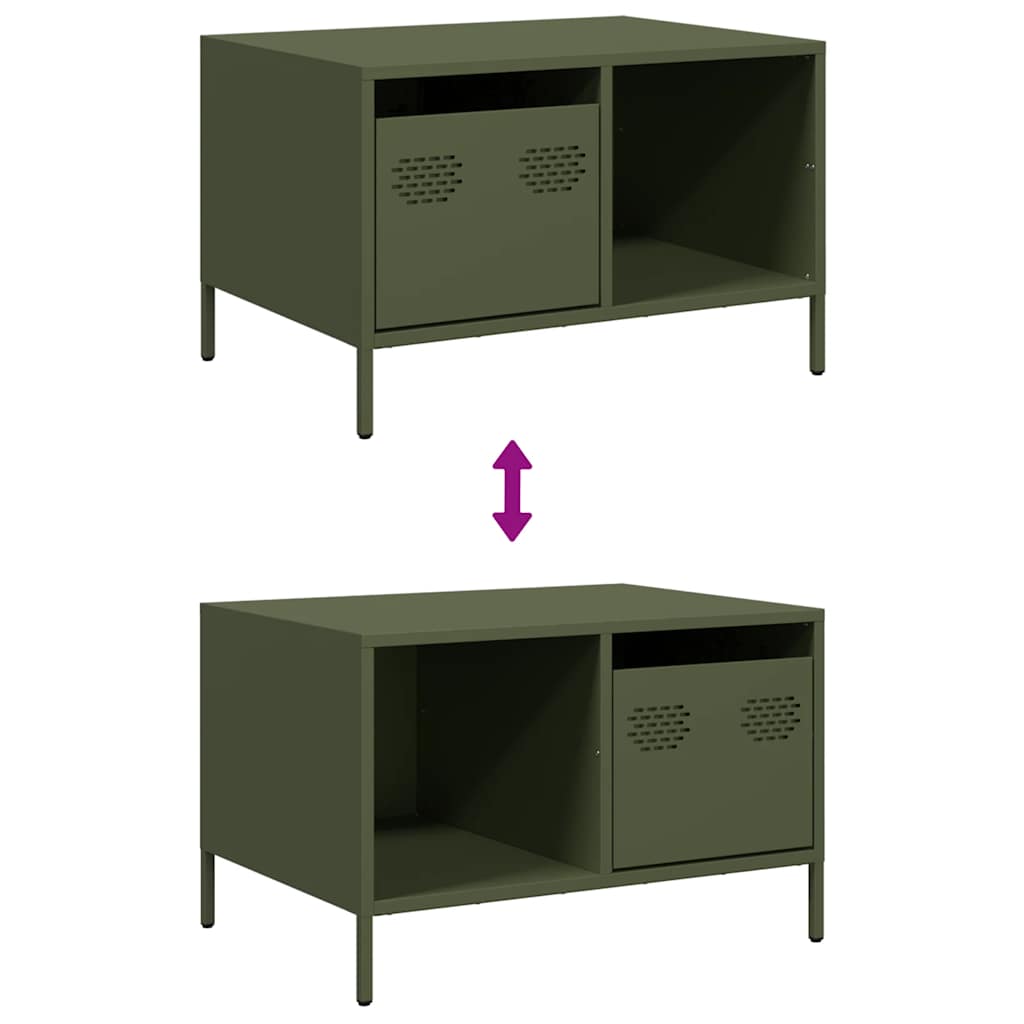 Table basse vert olive 68,5x50x43,5 cm acier laminé à froid - XIOS