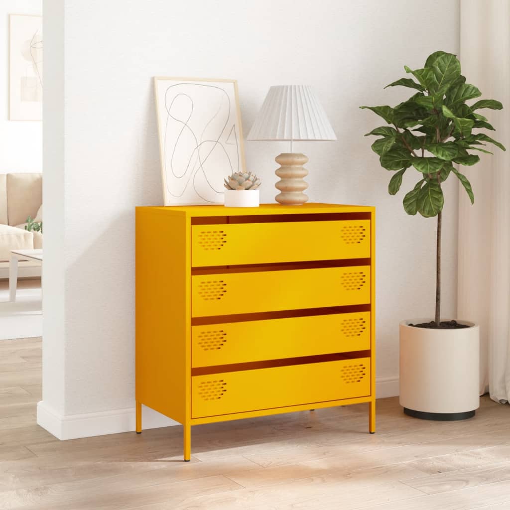 Buffet jaune moutarde 68x39x73,5 cm acier laminé à froid - XIOS