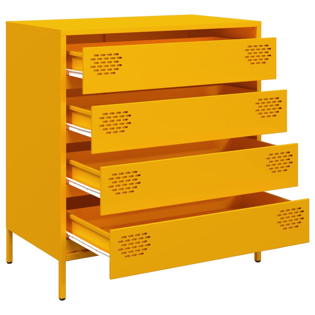 Buffet jaune moutarde 68x39x73,5 cm acier laminé à froid - XIOS