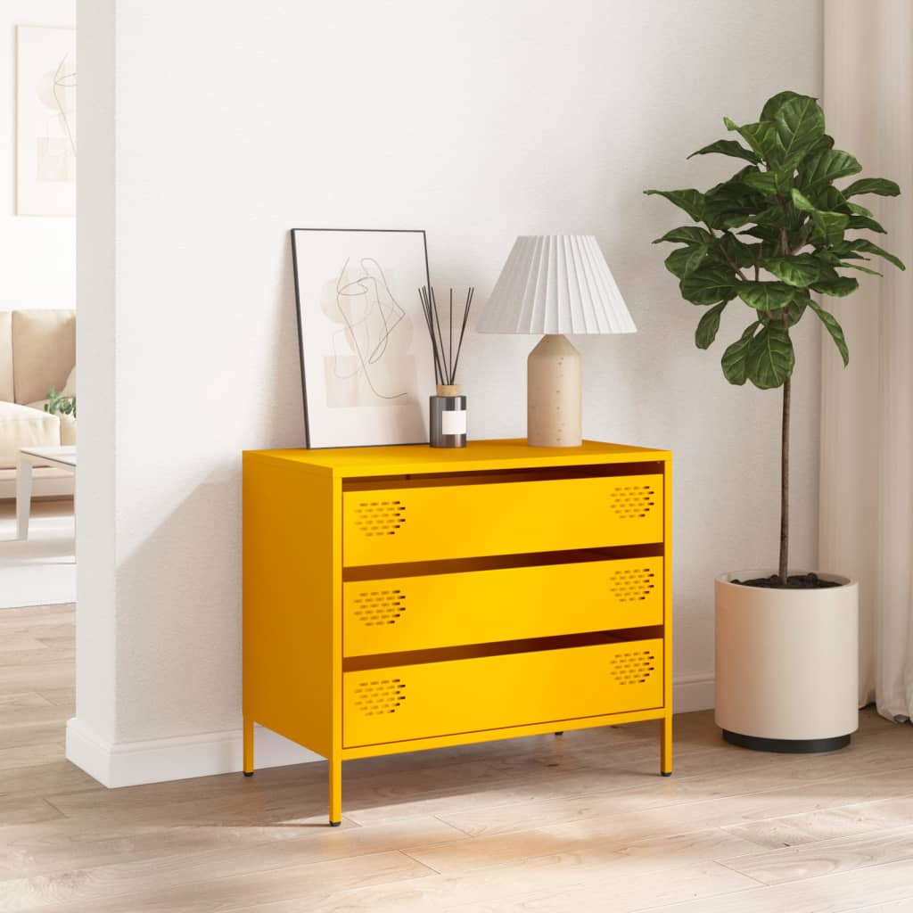 Buffet jaune moutarde 68x39x58,5 cm acier laminé à froid - XIOS