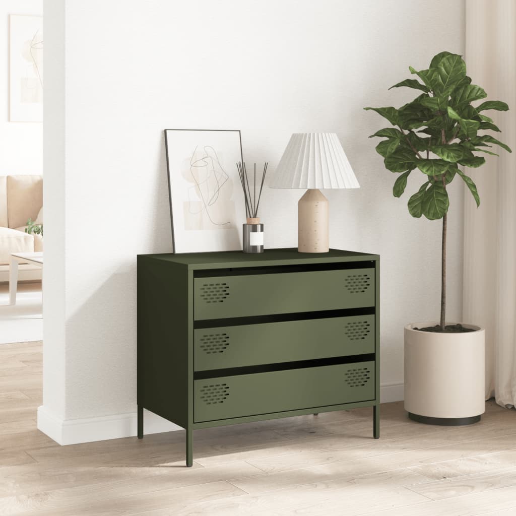 Buffet vert olive 68x39x58,5 cm acier laminé à froid - XIOS