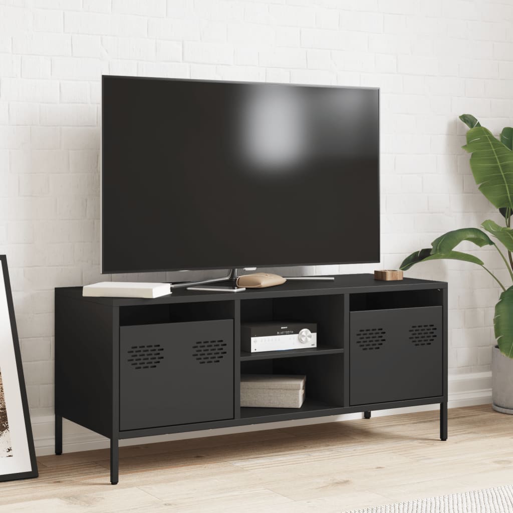 Meuble TV noir 101,5x39x43,5 cm acier laminé à froid - XIOS