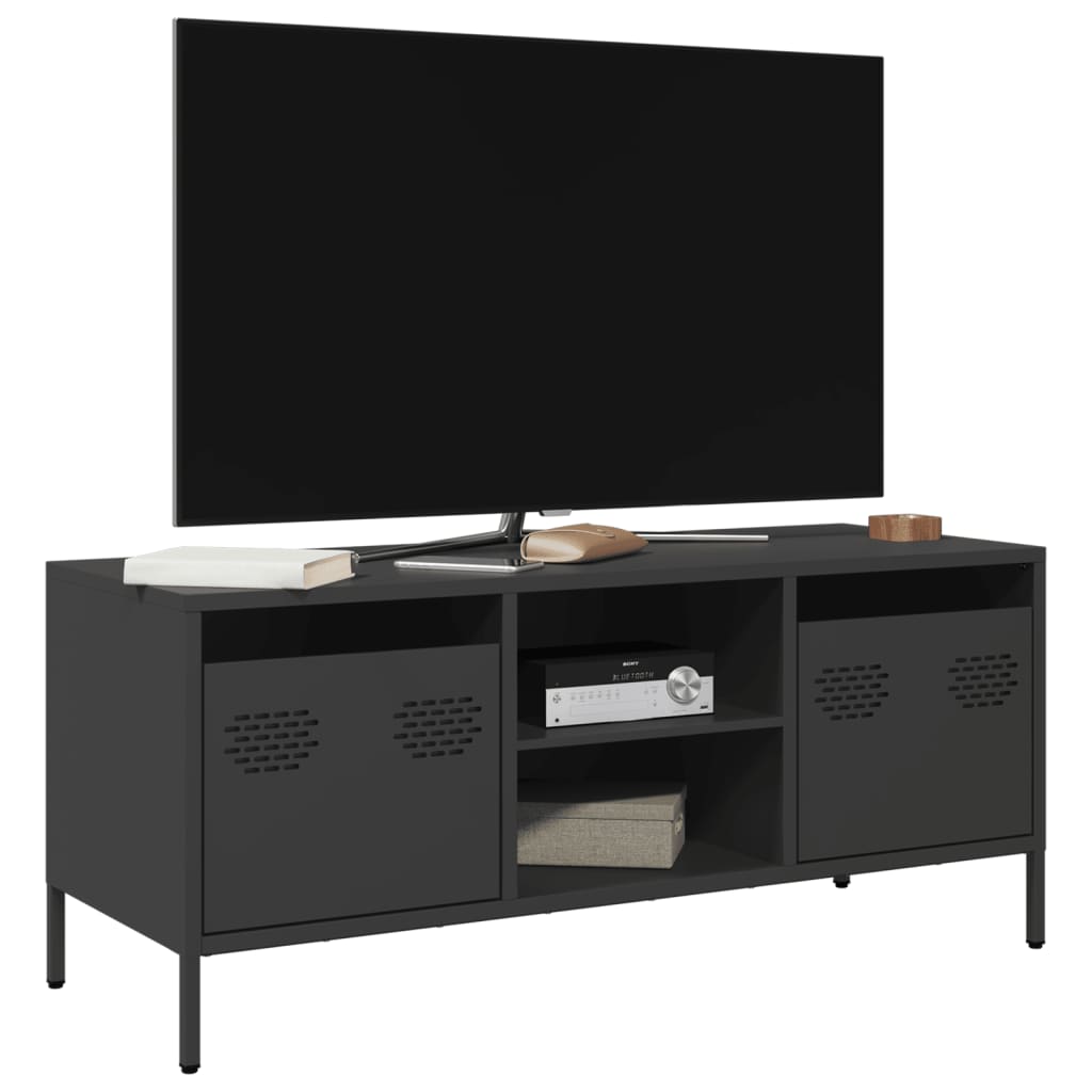 Meuble TV noir 101,5x39x43,5 cm acier laminé à froid - XIOS