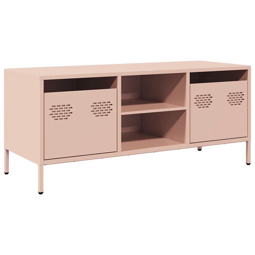 Meuble TV rose 101,5x39x43,5 cm acier laminé à froid - XIOS