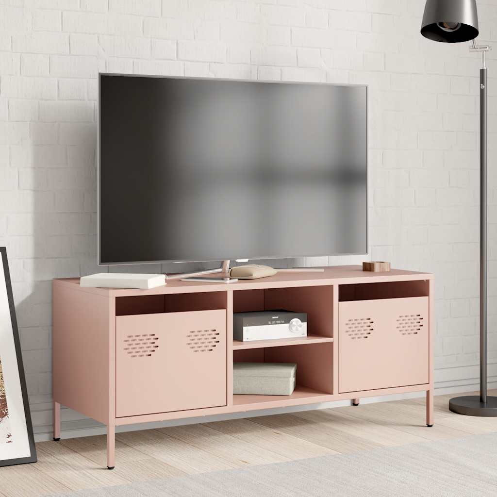 Meuble TV rose 101,5x39x43,5 cm acier laminé à froid - XIOS