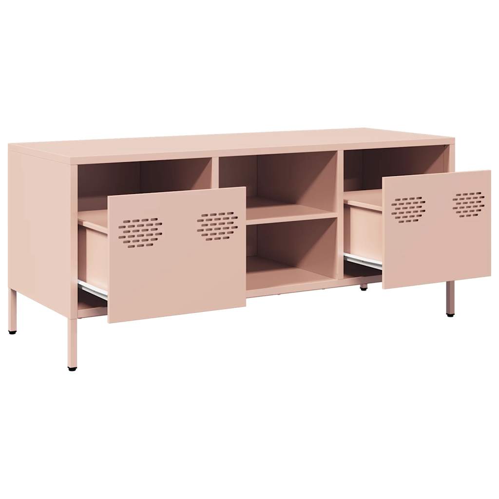 Meuble TV rose 101,5x39x43,5 cm acier laminé à froid - XIOS