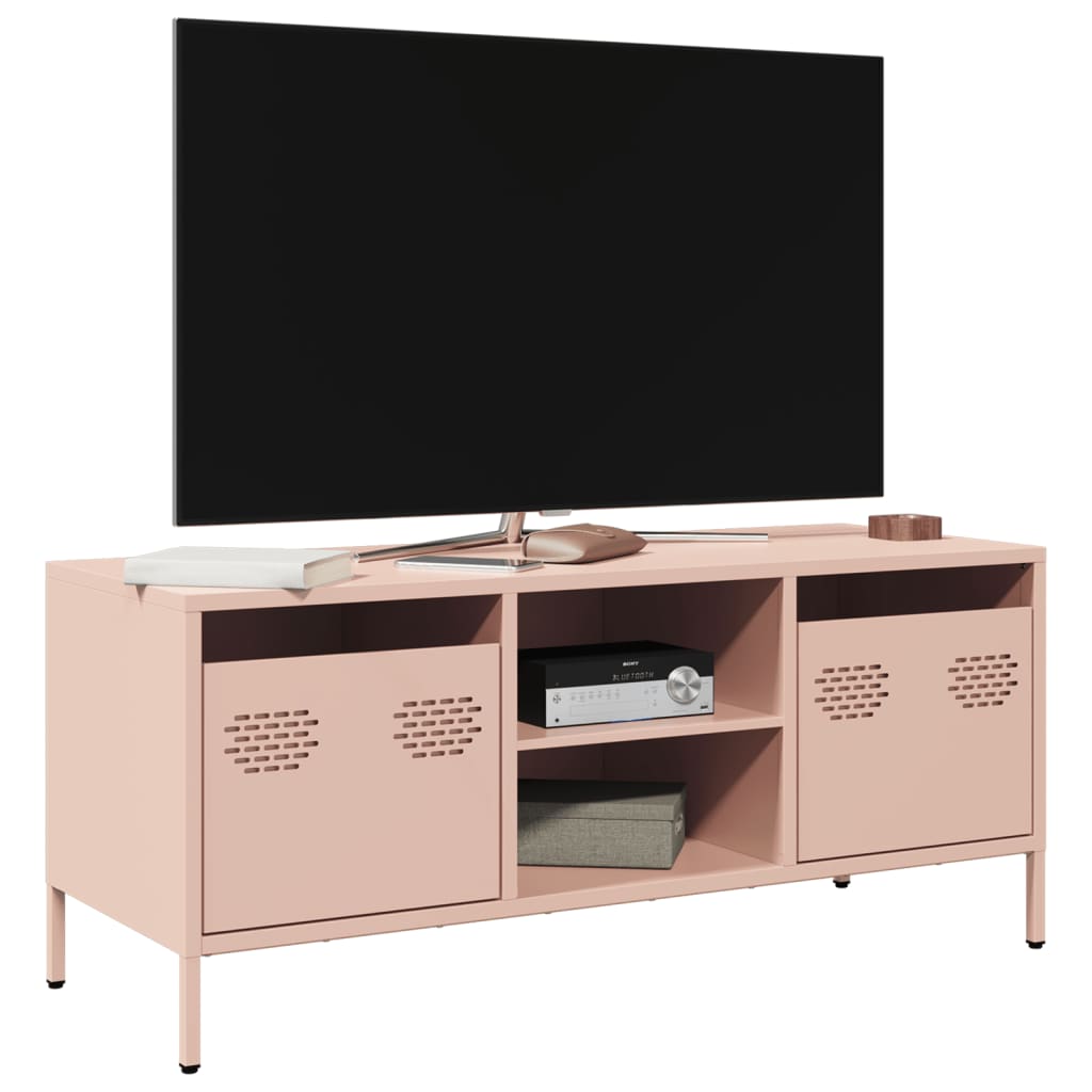 Meuble TV rose 101,5x39x43,5 cm acier laminé à froid - XIOS