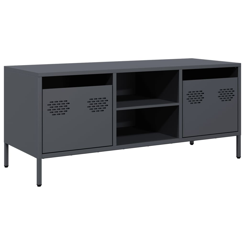 Meuble TV anthracite 101,5x39x43,5 cm acier laminé à froid - XIOS