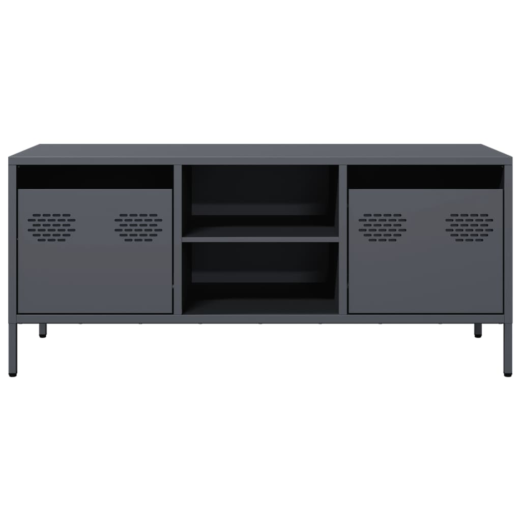 Meuble TV anthracite 101,5x39x43,5 cm acier laminé à froid - XIOS
