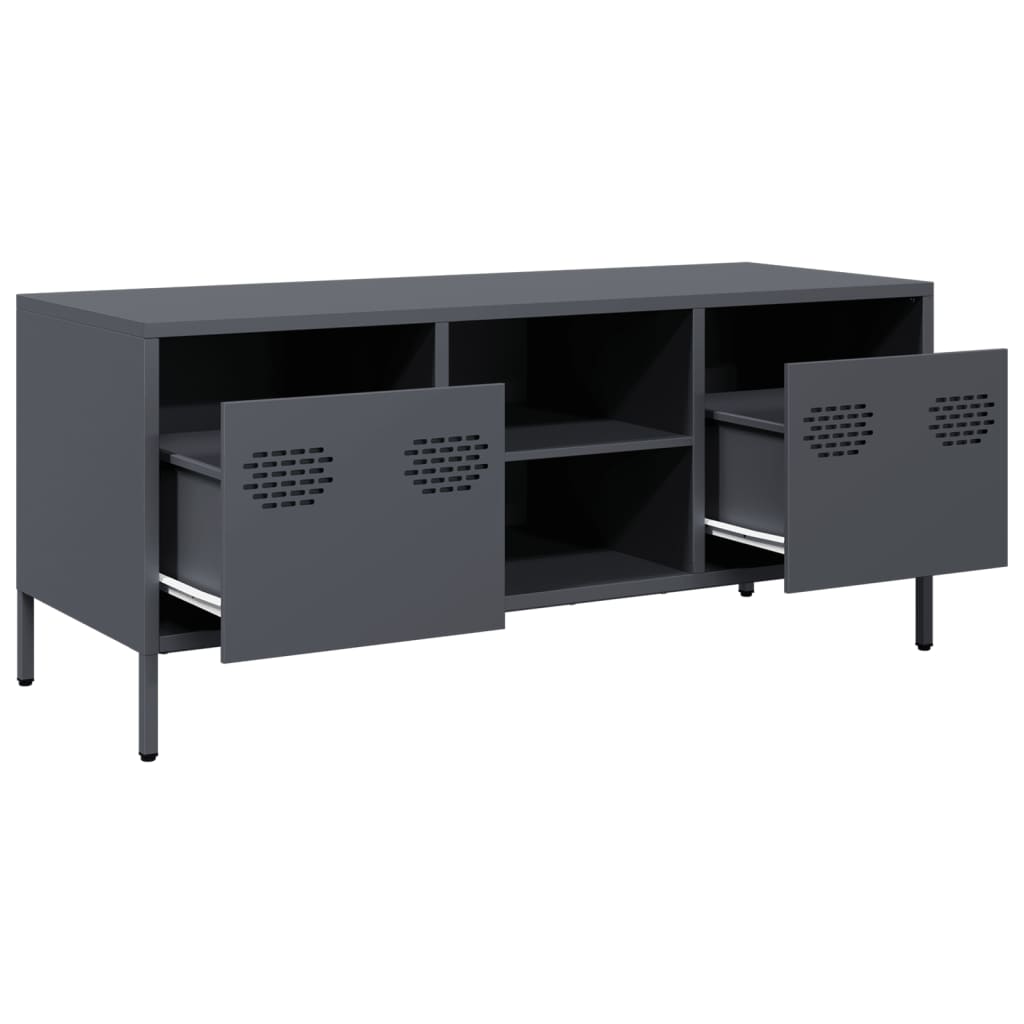 Meuble TV anthracite 101,5x39x43,5 cm acier laminé à froid - XIOS