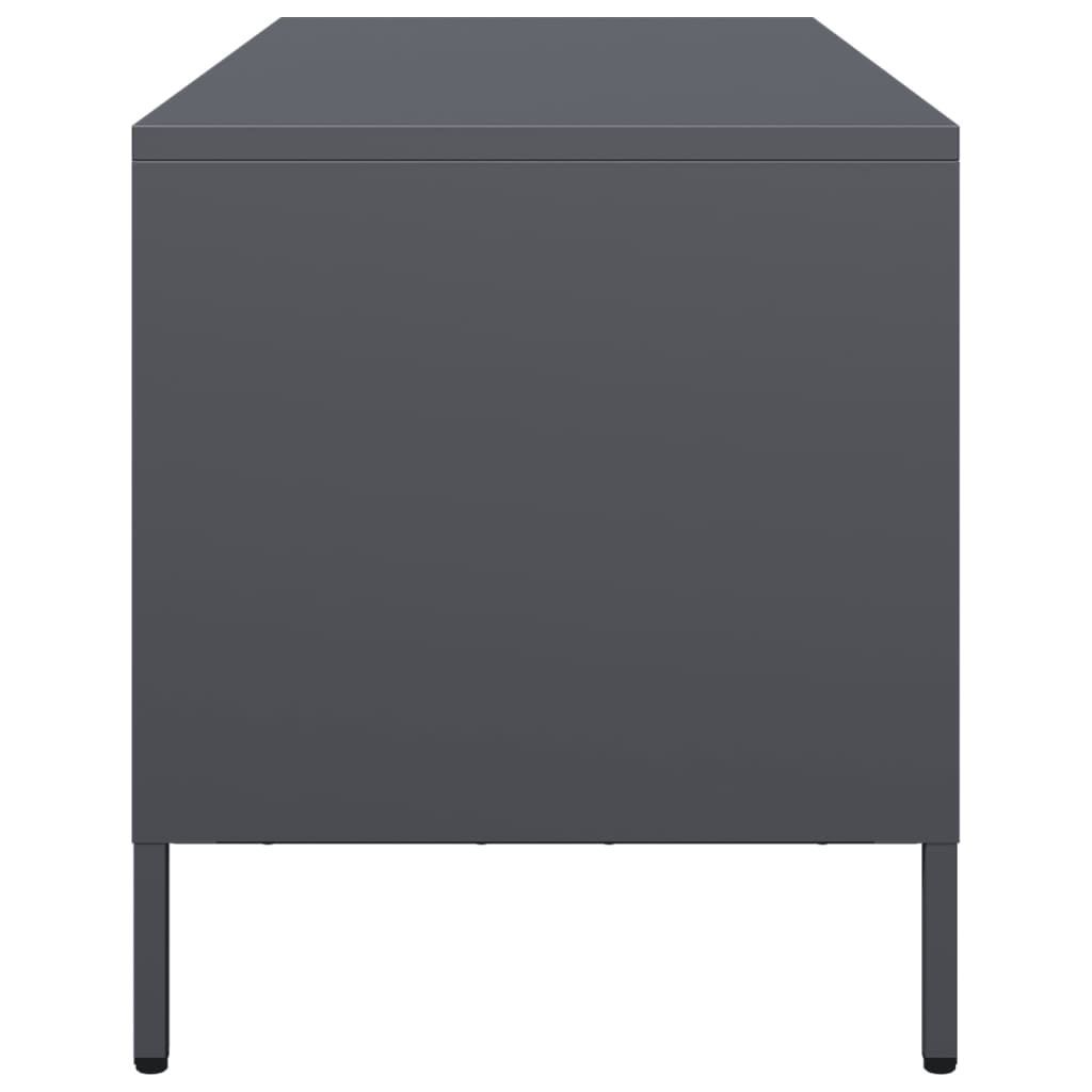 Meuble TV anthracite 101,5x39x43,5 cm acier laminé à froid - XIOS