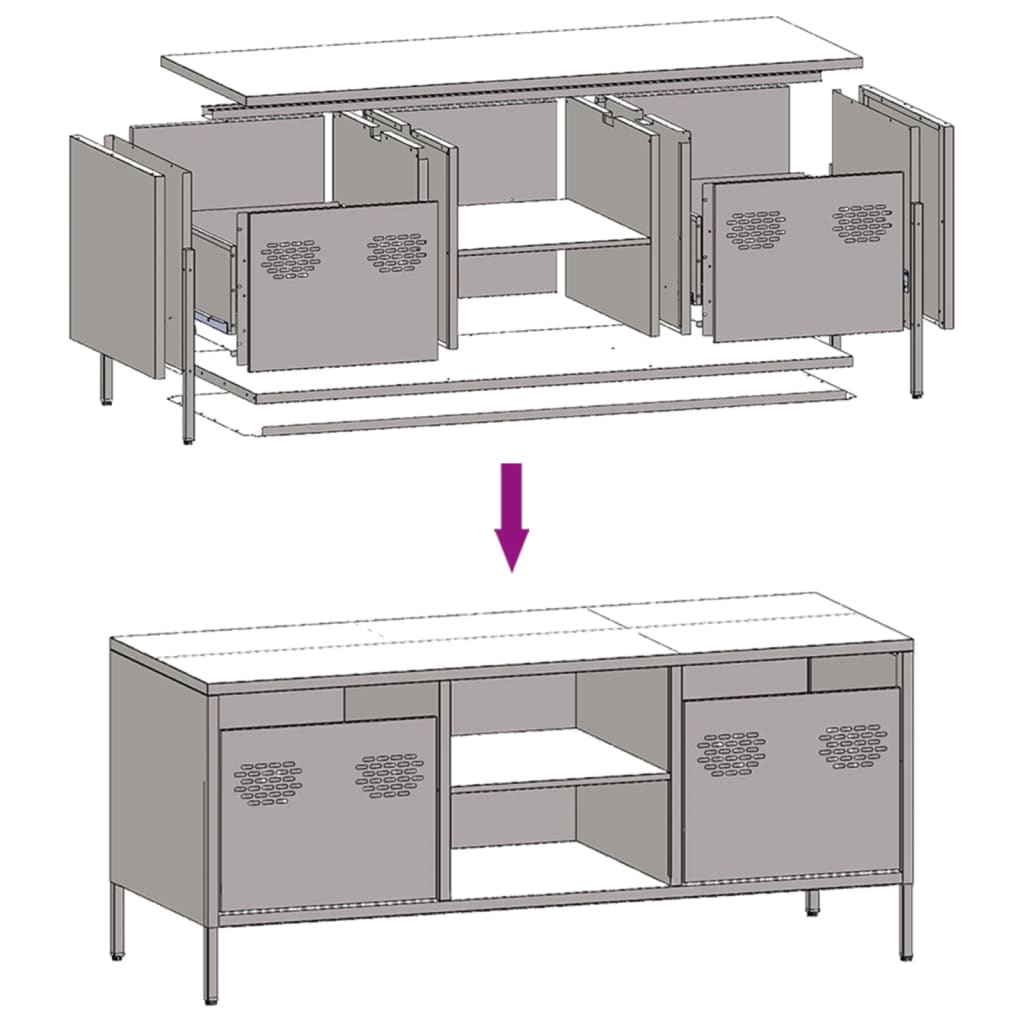 Meuble TV anthracite 101,5x39x43,5 cm acier laminé à froid - XIOS
