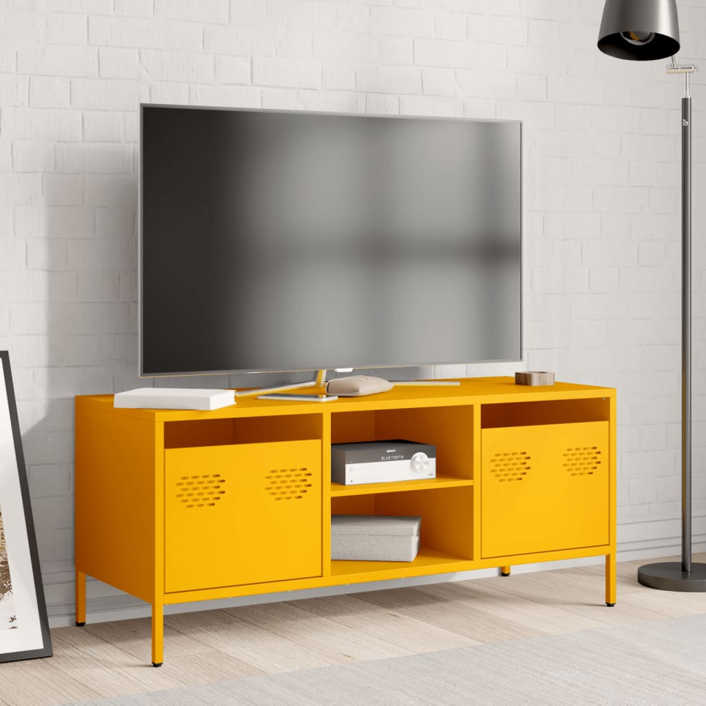 Meuble TV jaune moutarde 101,5x39x43,5 cm acier laminé à froid - XIOS