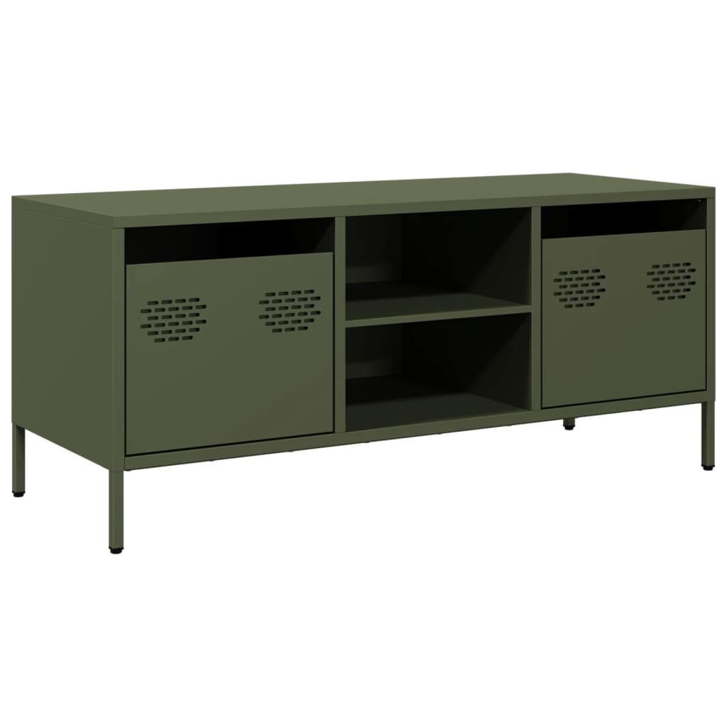 Meuble TV vert olive 101,5x39x43,5 cm acier laminé à froid - XIOS