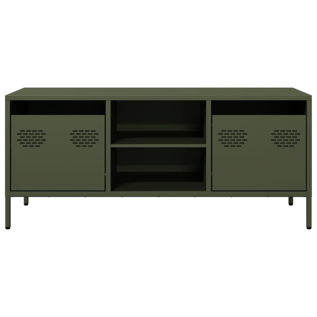 Meuble TV vert olive 101,5x39x43,5 cm acier laminé à froid - XIOS
