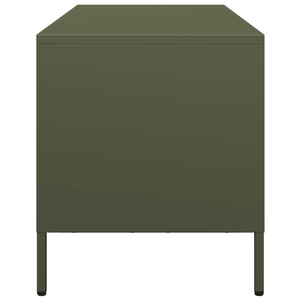 Meuble TV vert olive 101,5x39x43,5 cm acier laminé à froid - XIOS
