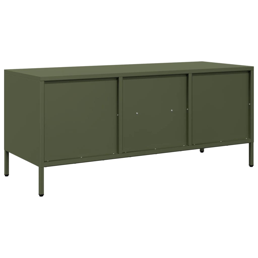 Meuble TV vert olive 101,5x39x43,5 cm acier laminé à froid - XIOS