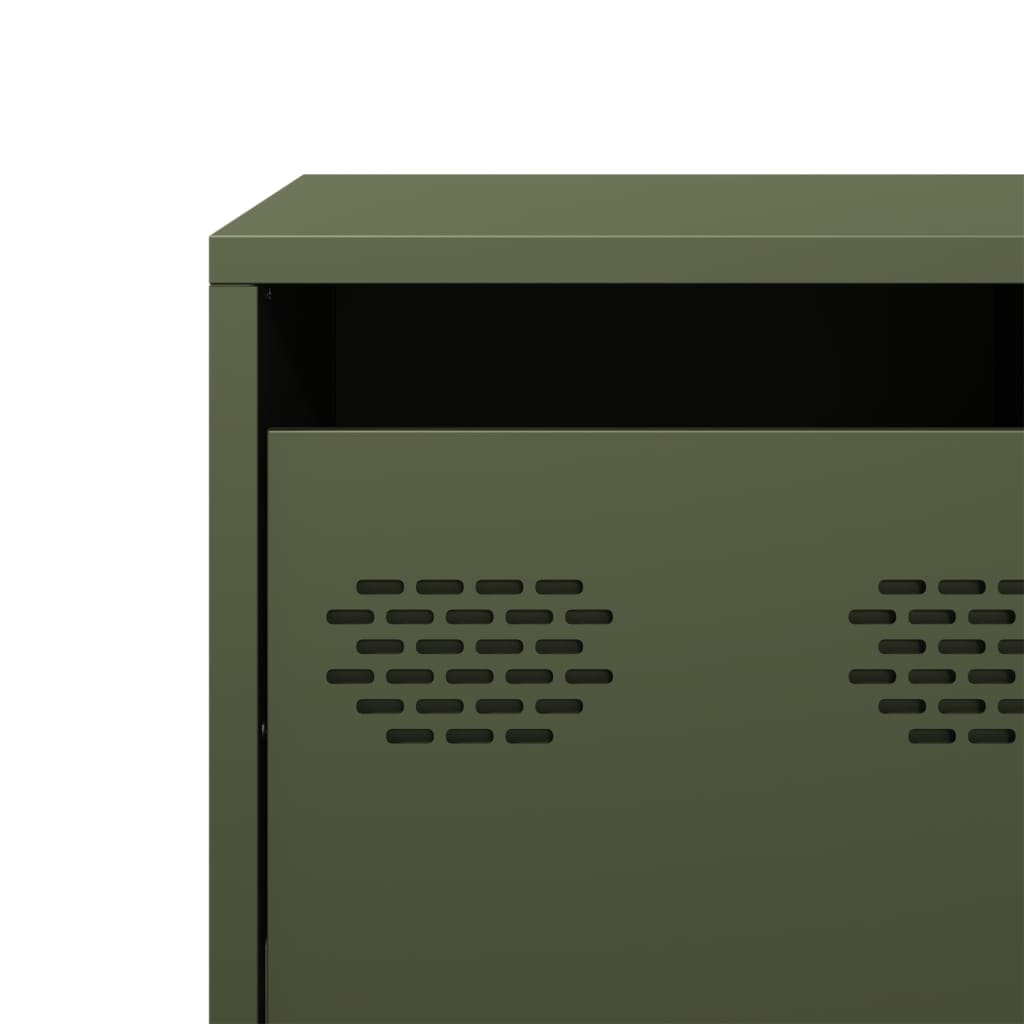 Meuble TV vert olive 101,5x39x43,5 cm acier laminé à froid - XIOS