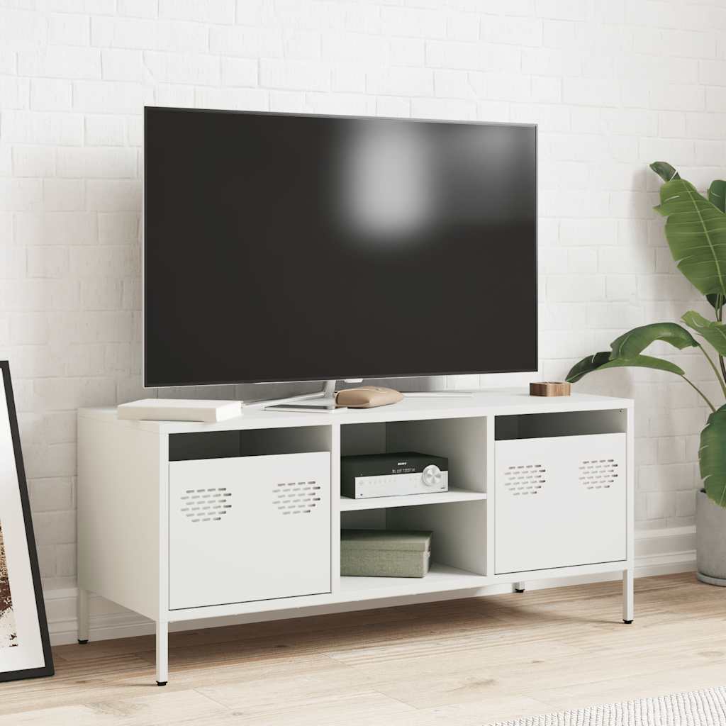 Meuble TV blanc 101,5x39x43,5 cm acier laminé à froid - XIOS