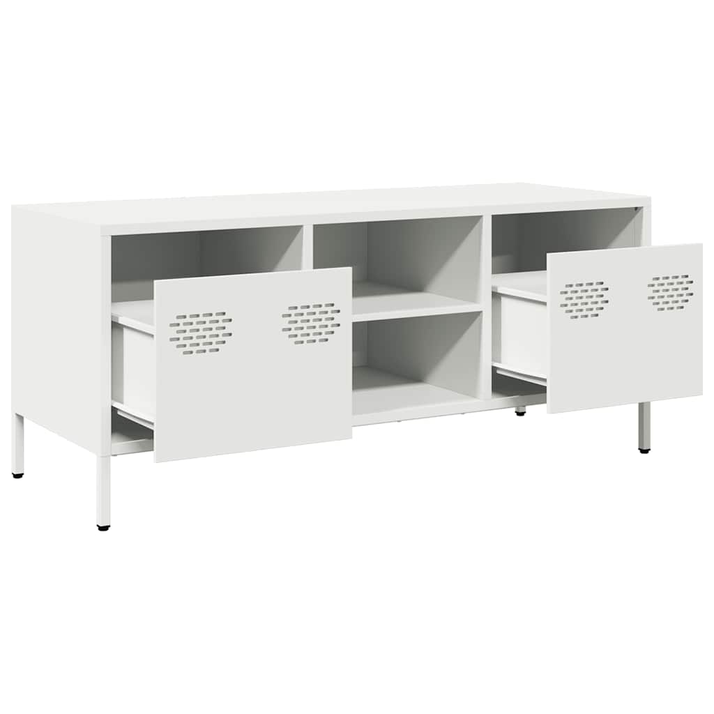 Meuble TV blanc 101,5x39x43,5 cm acier laminé à froid - XIOS