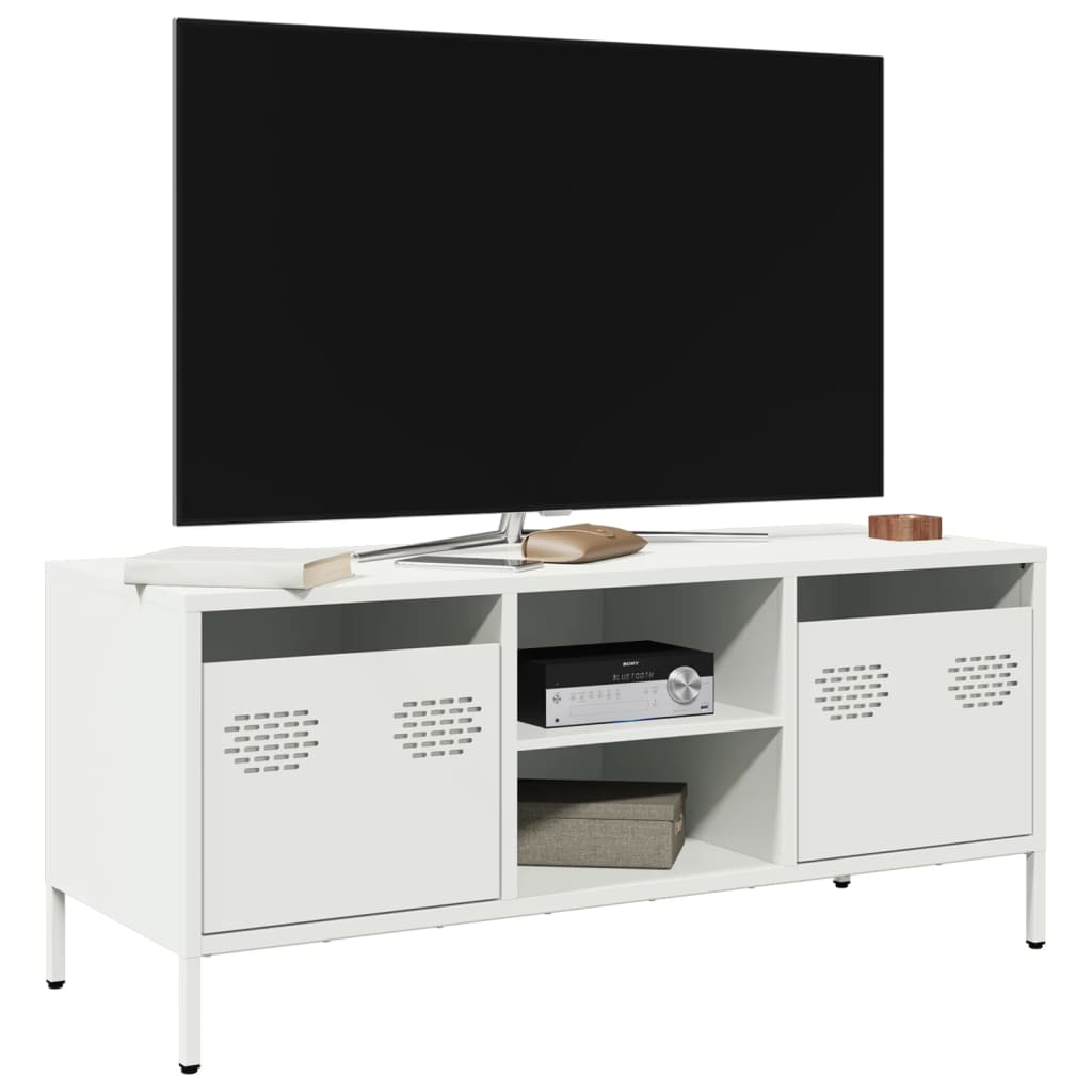 Meuble TV blanc 101,5x39x43,5 cm acier laminé à froid - XIOS