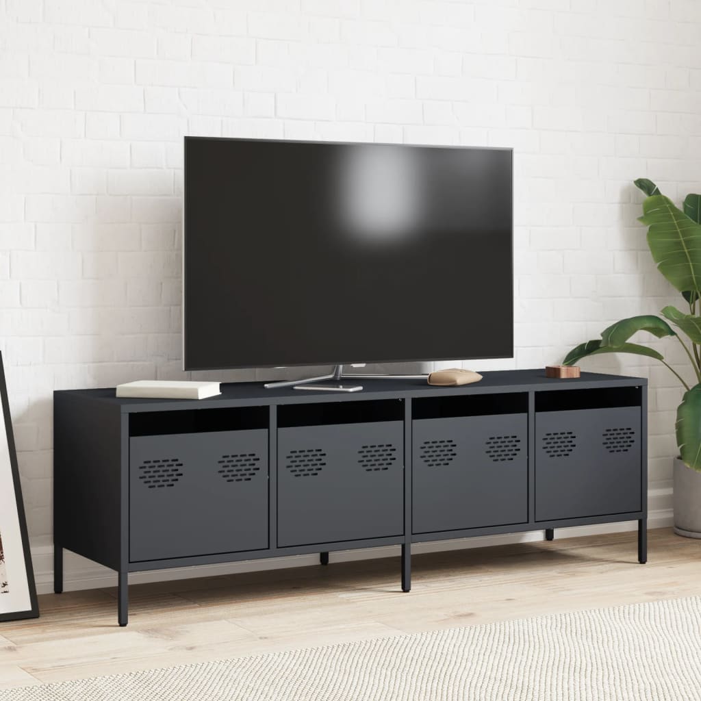 Meuble TV anthracite 135x39x43,5 cm acier laminé à froid - XIOS