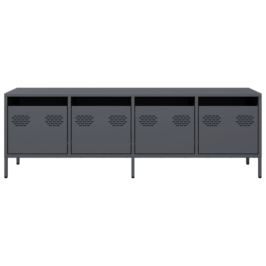 Meuble TV anthracite 135x39x43,5 cm acier laminé à froid - XIOS