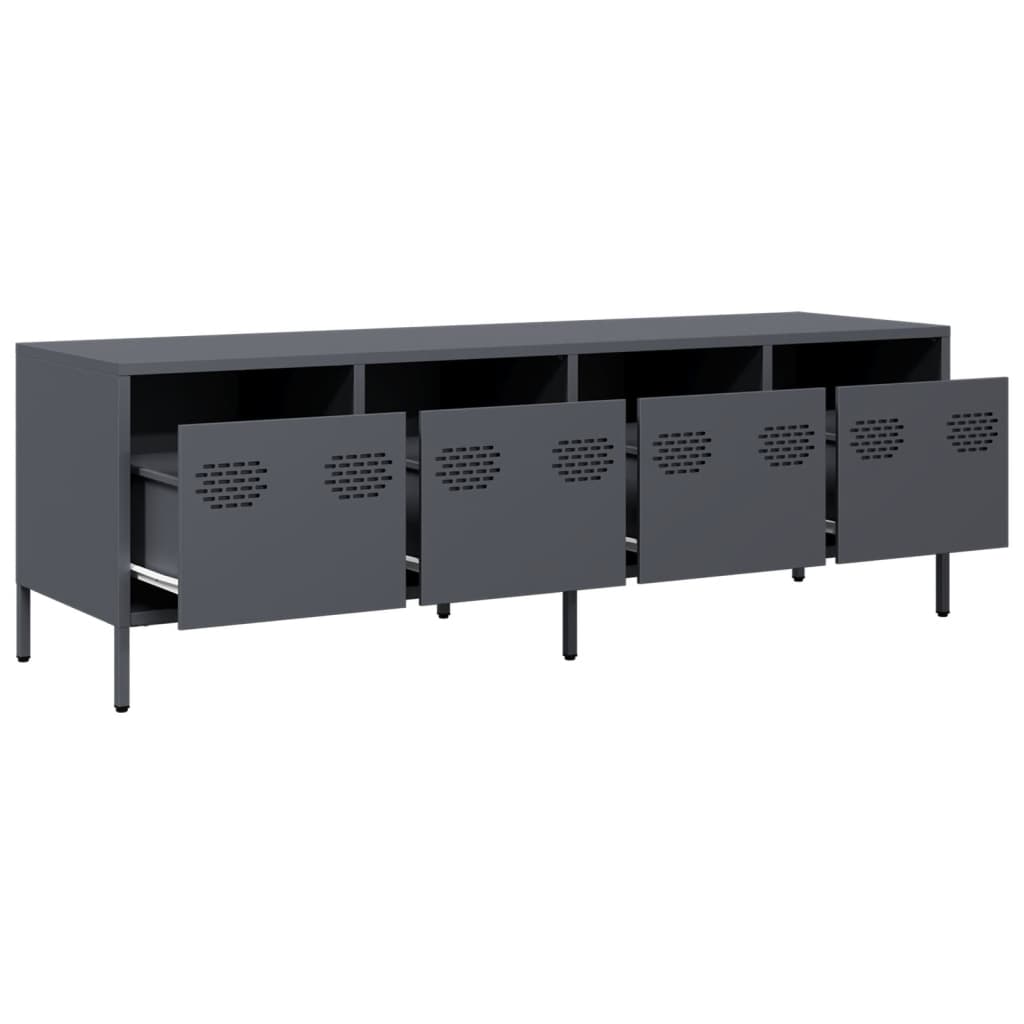 Meuble TV anthracite 135x39x43,5 cm acier laminé à froid - XIOS
