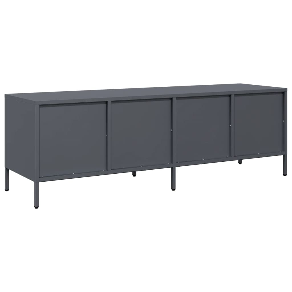 Meuble TV anthracite 135x39x43,5 cm acier laminé à froid - XIOS