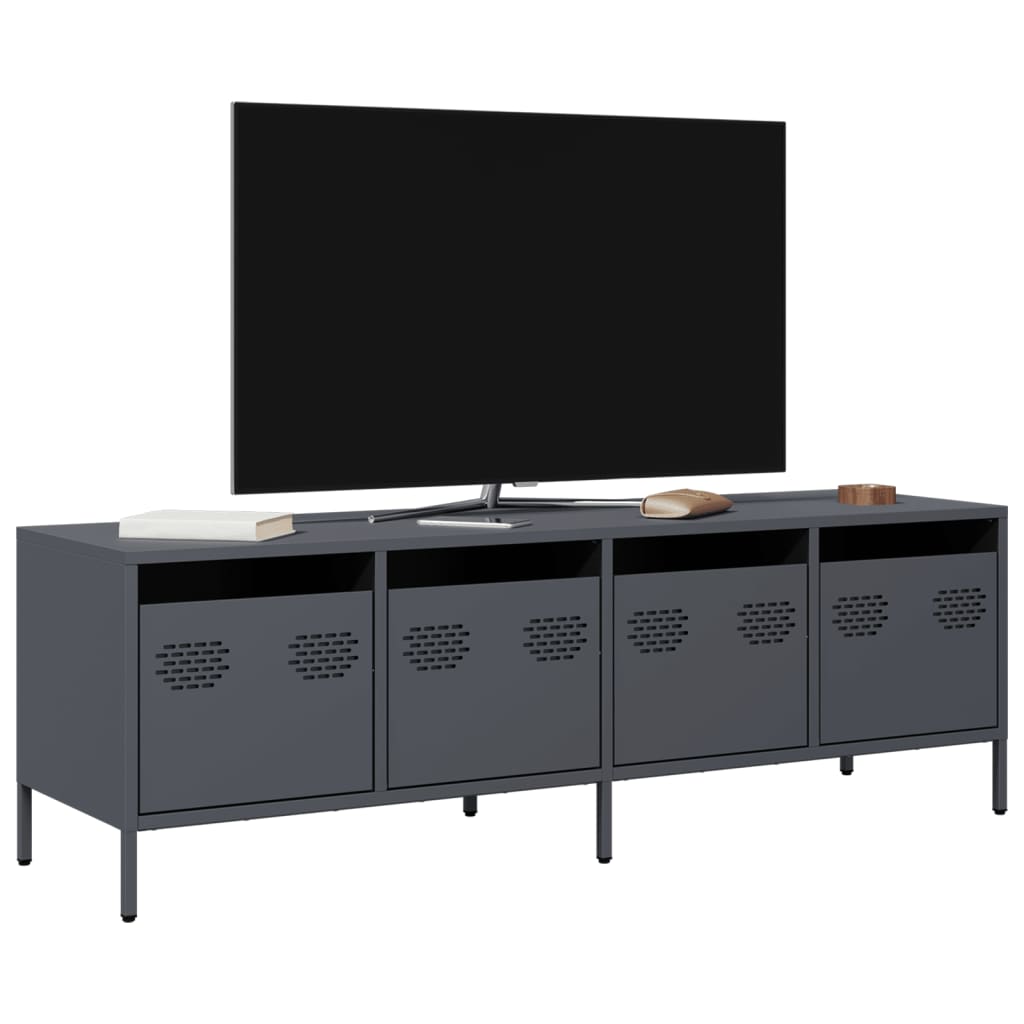 Meuble TV anthracite 135x39x43,5 cm acier laminé à froid - XIOS