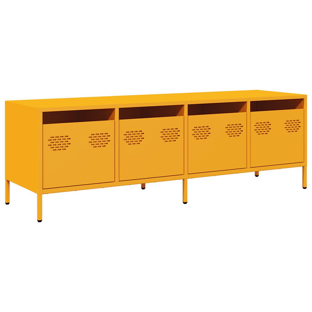 Meuble TV jaune moutarde 135x39x43,5 cm acier laminé à froid - XIOS