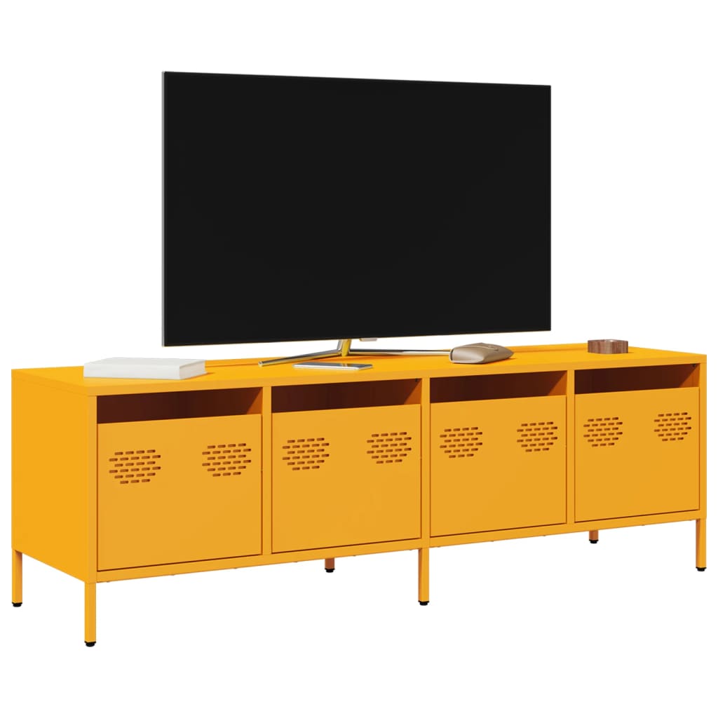 Meuble TV jaune moutarde 135x39x43,5 cm acier laminé à froid - XIOS