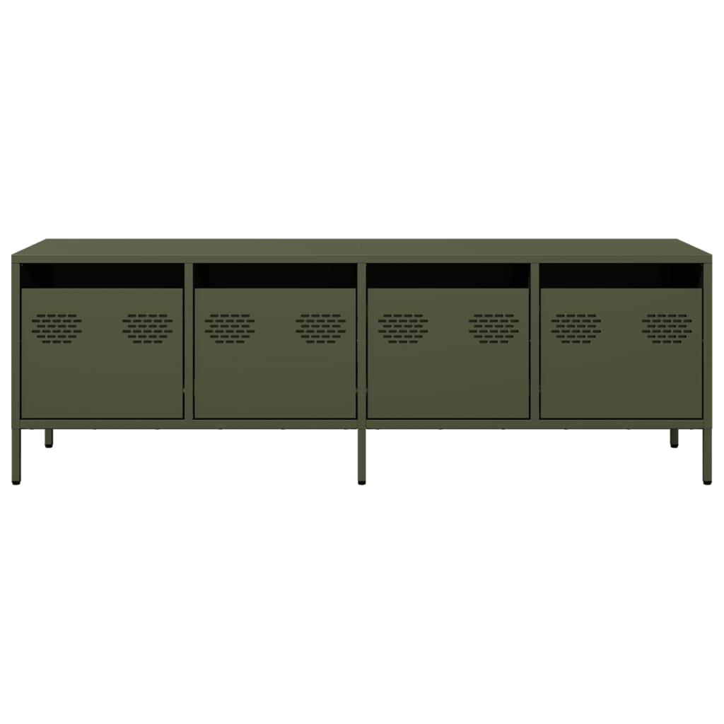 Meuble TV vert olive 135x39x43,5 cm acier laminé à froid - XIOS
