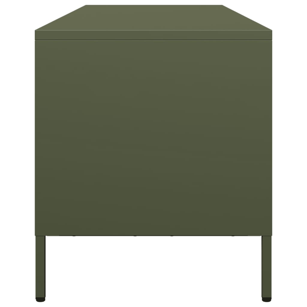 Meuble TV vert olive 135x39x43,5 cm acier laminé à froid - XIOS