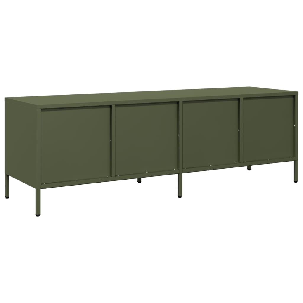 Meuble TV vert olive 135x39x43,5 cm acier laminé à froid - XIOS