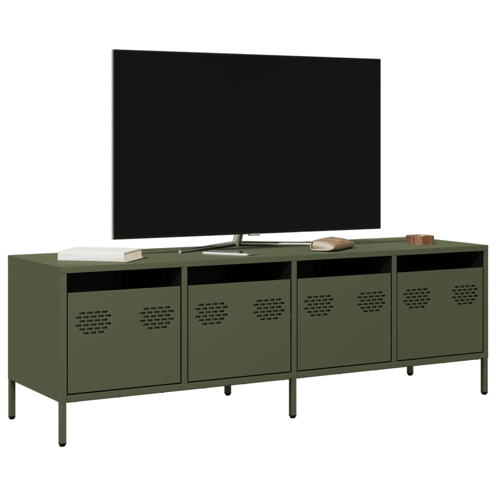 Meuble TV vert olive 135x39x43,5 cm acier laminé à froid - XIOS