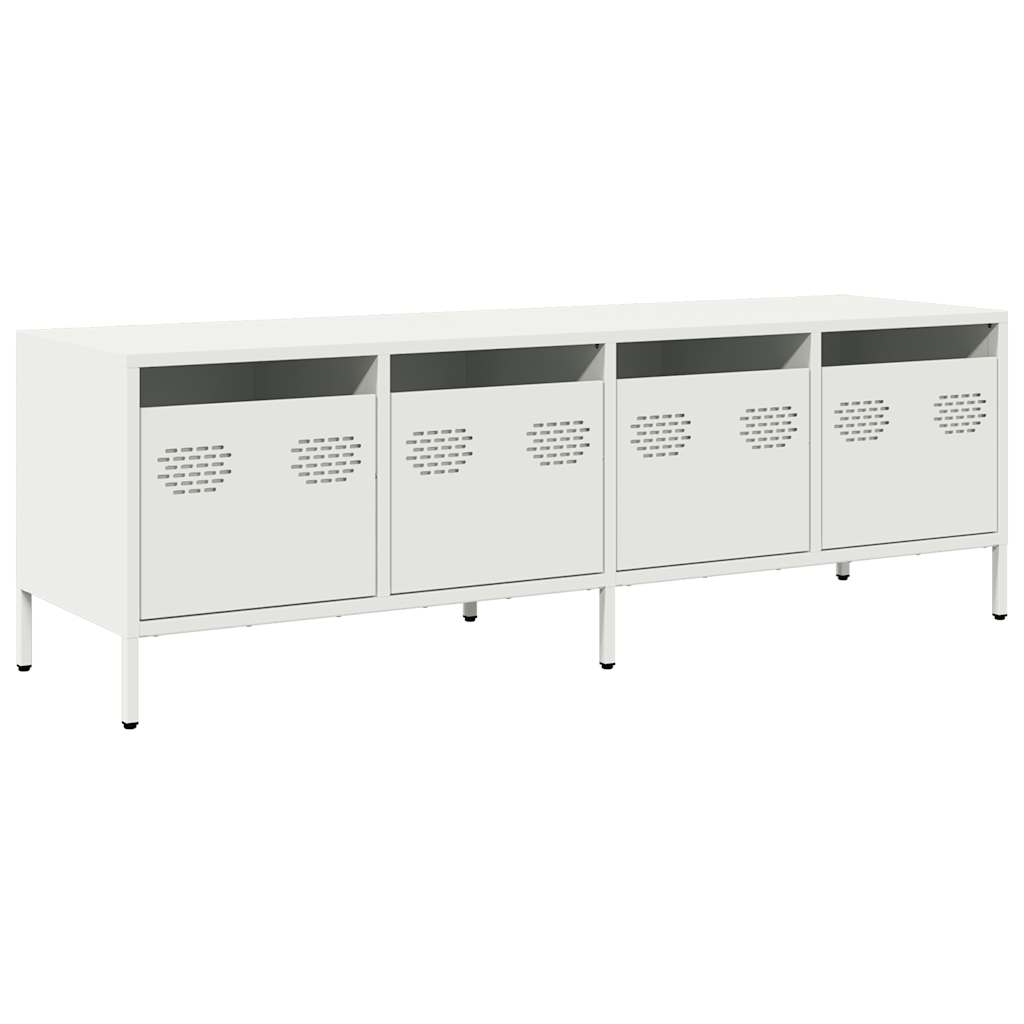 Meuble TV blanc 135x39x43,5 cm acier laminé à froid - XIOS