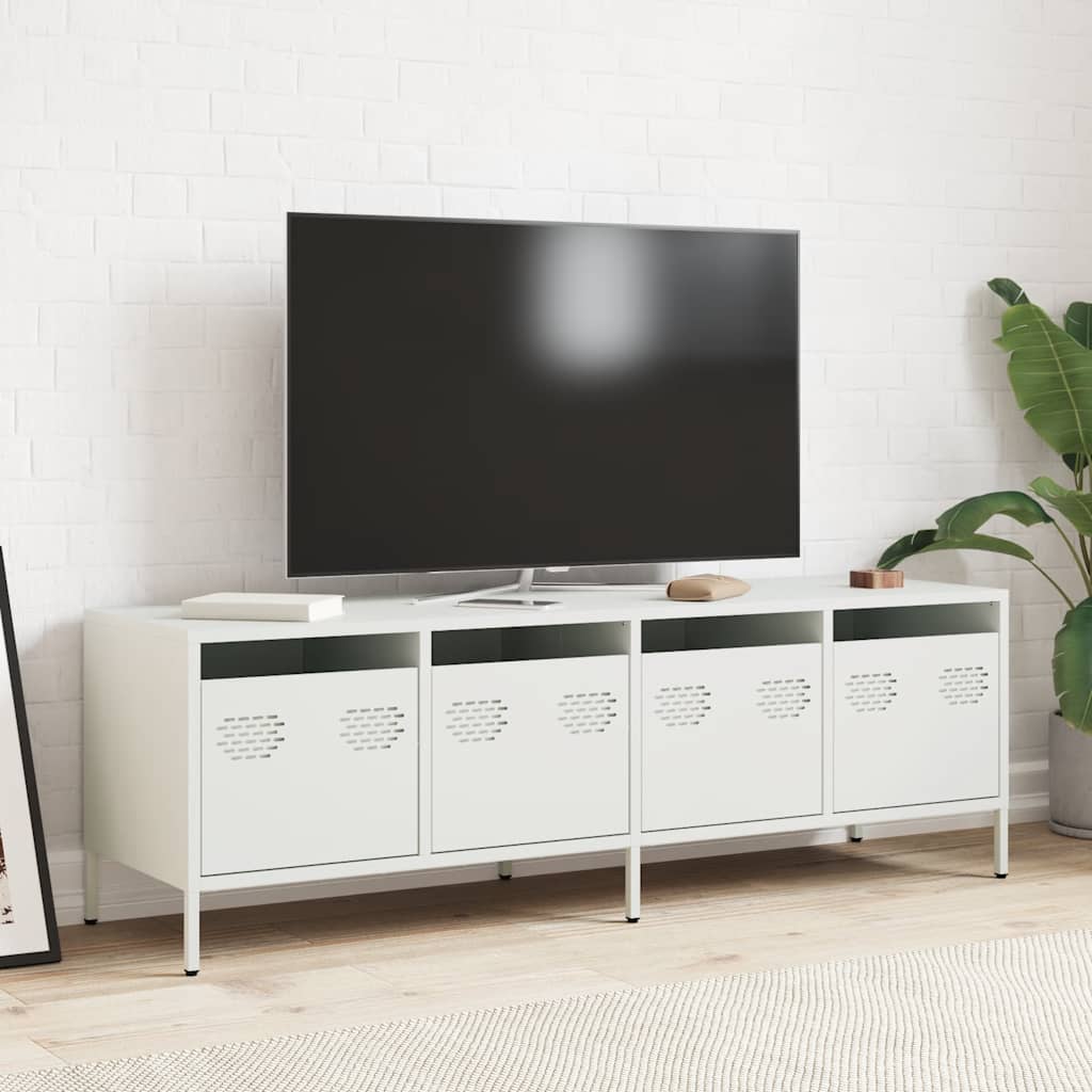 Meuble TV blanc 135x39x43,5 cm acier laminé à froid - XIOS