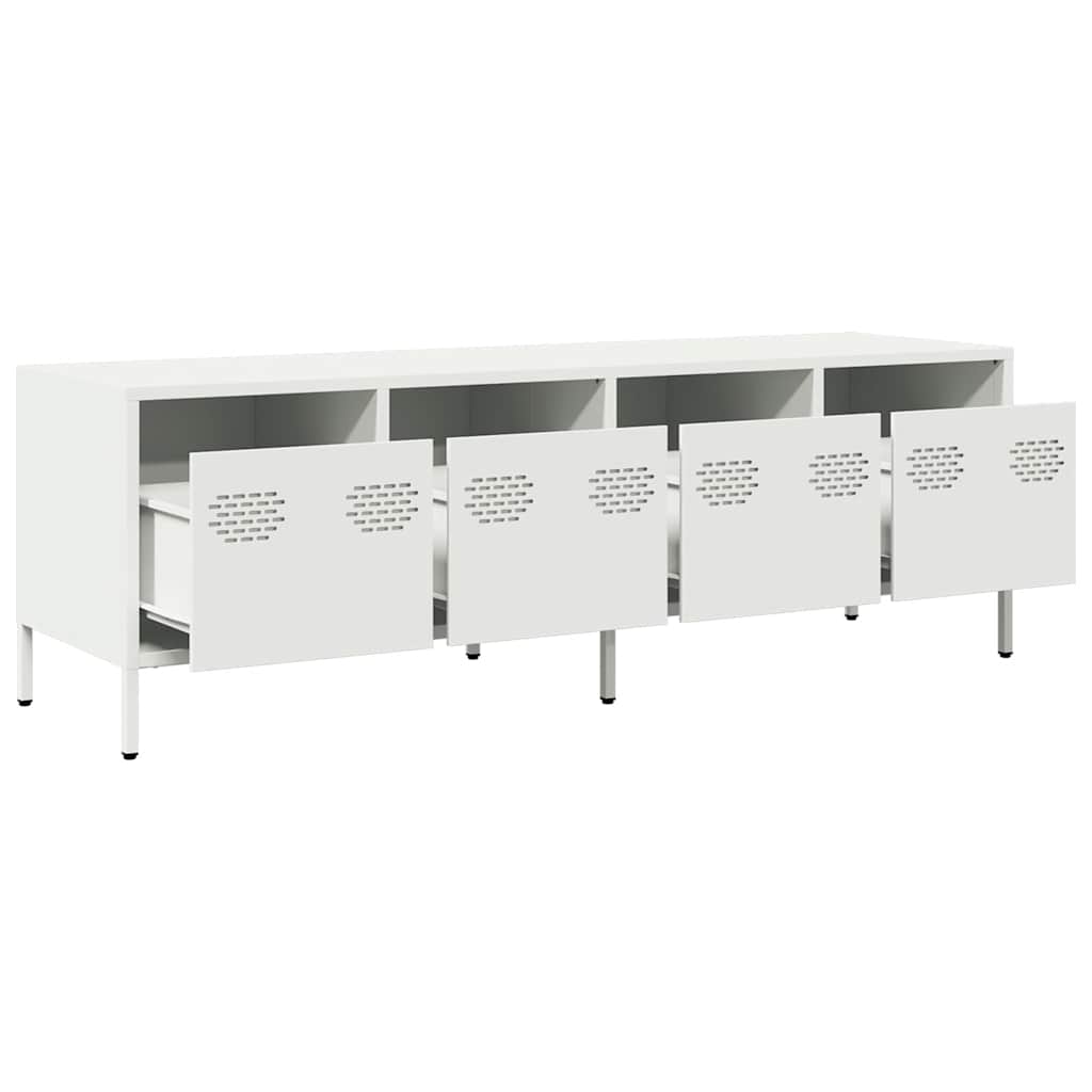 Meuble TV blanc 135x39x43,5 cm acier laminé à froid - XIOS