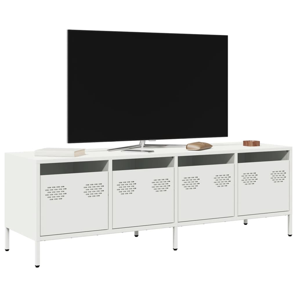 Meuble TV blanc 135x39x43,5 cm acier laminé à froid - XIOS