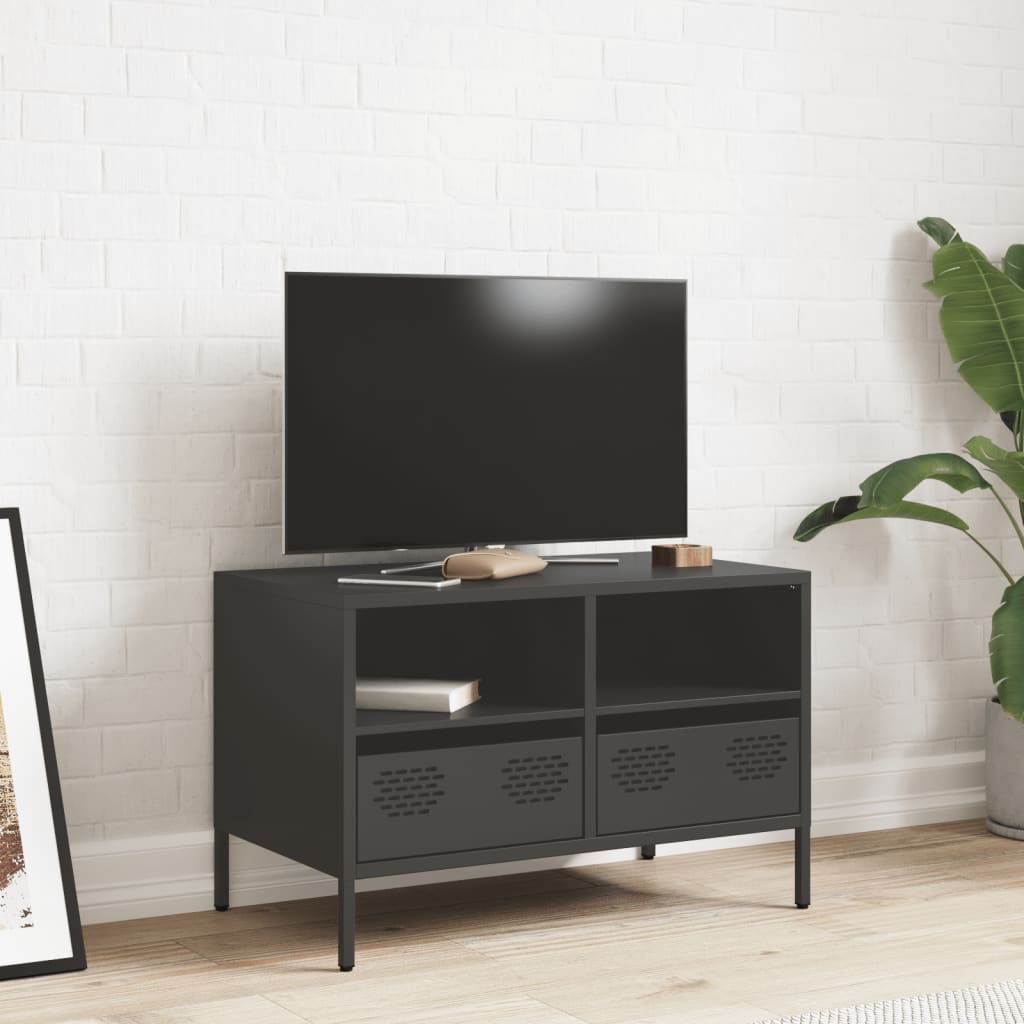 Meuble TV noir 68x39x43,5 cm acier laminé à froid - XIOS