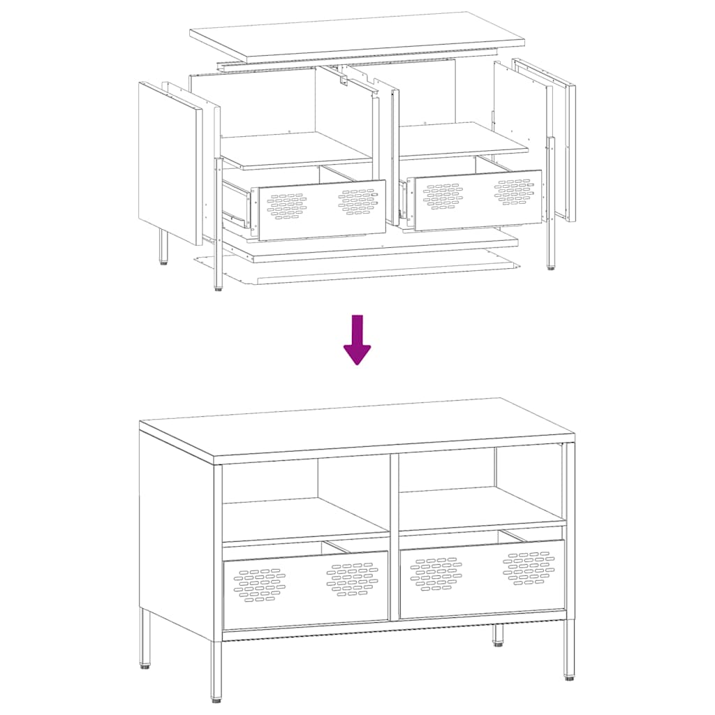 Meuble TV rose 68x39x43,5 cm acier laminé à froid - XIOS