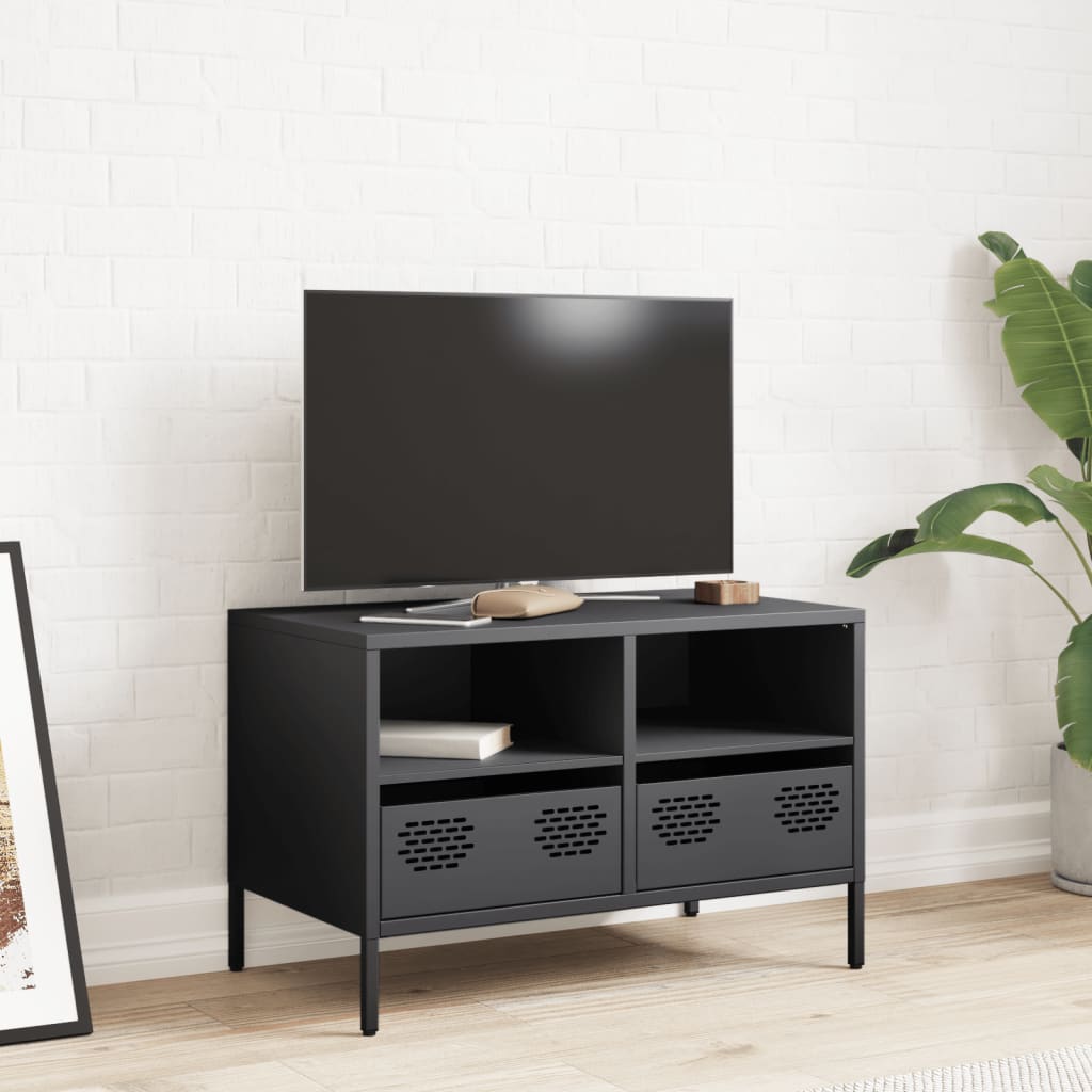 Meuble TV anthracite 68x39x43,5 cm acier laminé à froid - XIOS