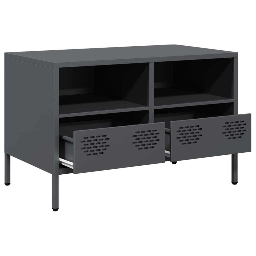 Meuble TV anthracite 68x39x43,5 cm acier laminé à froid - XIOS