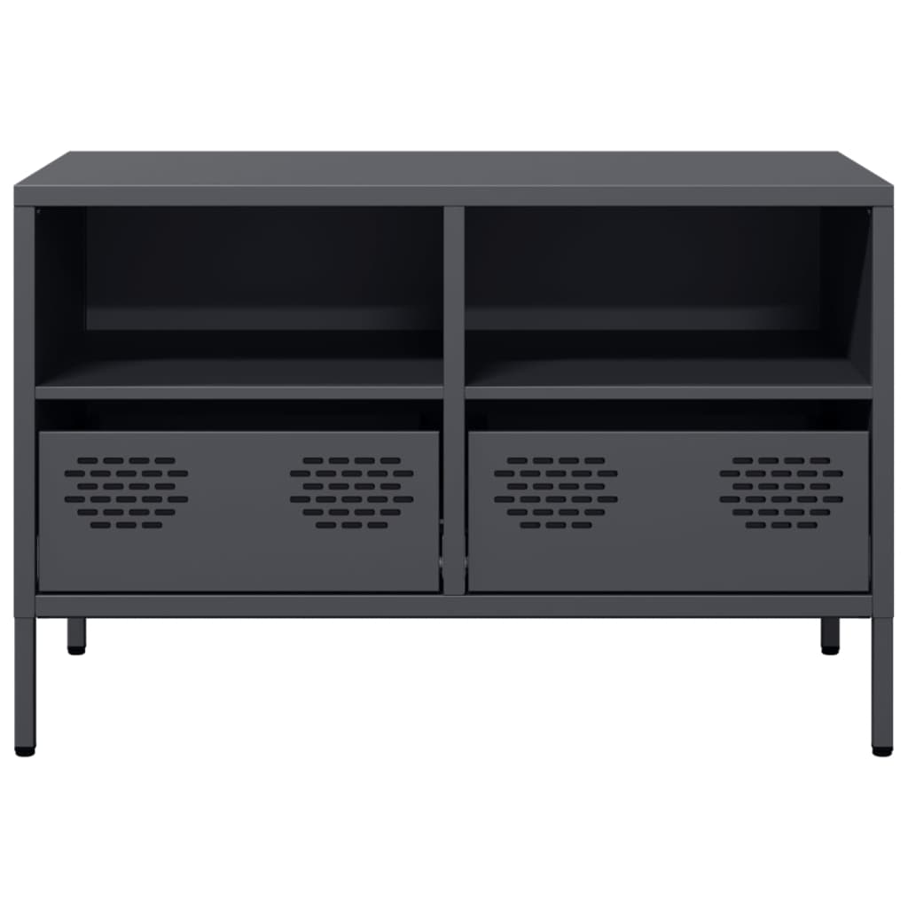 Meuble TV anthracite 68x39x43,5 cm acier laminé à froid - XIOS
