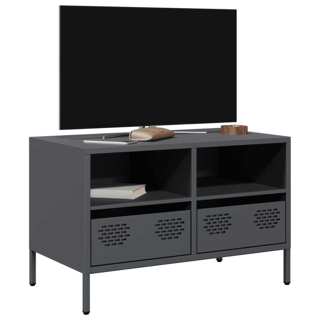 Meuble TV anthracite 68x39x43,5 cm acier laminé à froid - XIOS